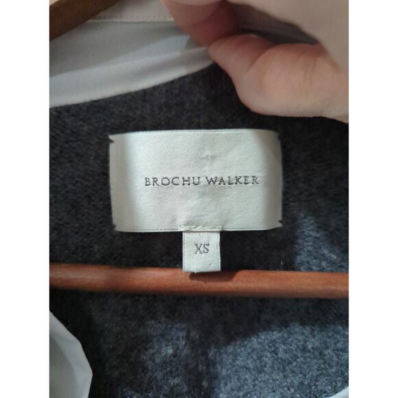 Brochu Walker Gray Wool Cashmere Layered Collared Sweater - Picture 2 of 6